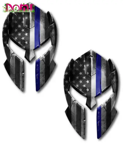 

DOMI 2X Thin Blue Line Spartan Helmet Decal Sticker Car Truck Police Officer Molon Labe Laptop Trunk High Quality Vinyl Decal