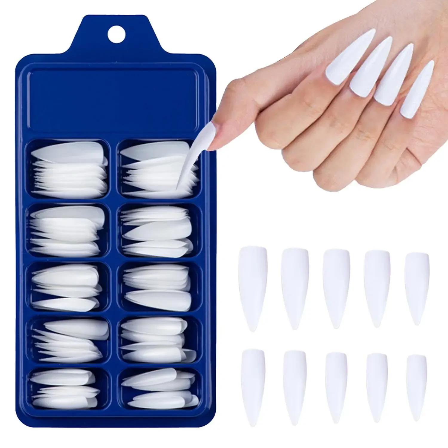 Acrylic Nail Tips 500Pcs Full Cover False Long French Finger Nail Manicure Tools