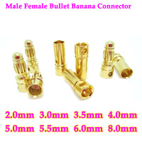 1/2/6/10pair 2mm 3mm 3.5mm 4mm 5mm 5.5mm 6mm 6.5mm 8mm Gold-plated Bullet Plug High Current Banana Connector for RC Lipo
