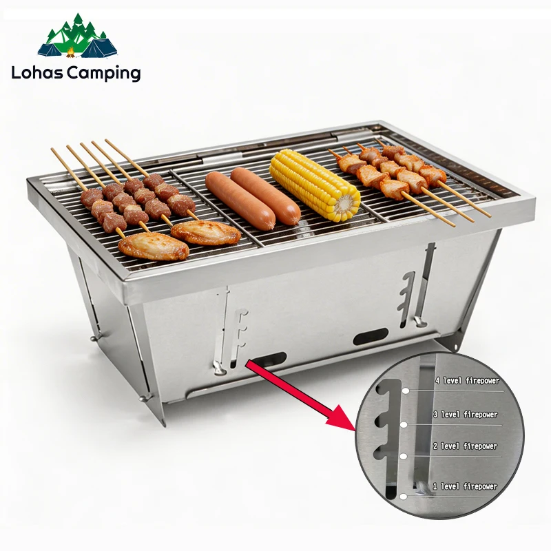 

Lohascamping IGT BBQ Grill 304 Stainless Steel Barbecue Grill Portable Folding Firewood stove Barbecue camping stove firepower a