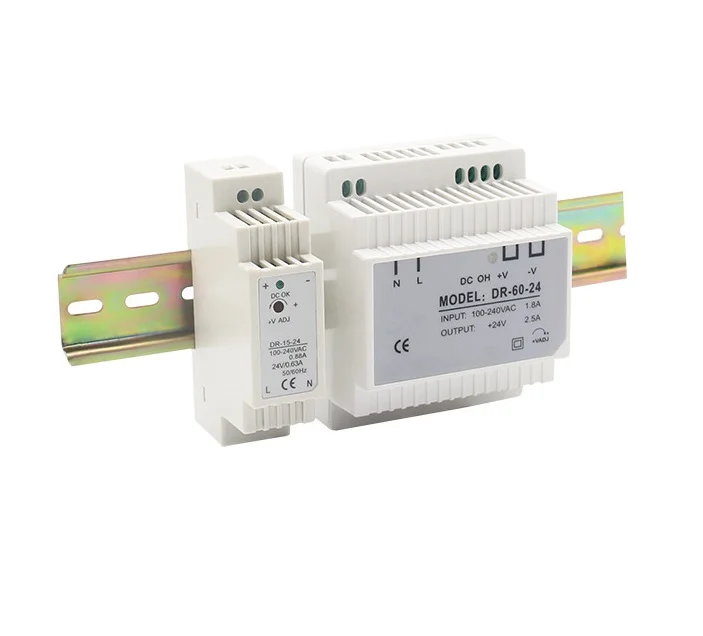 Constant Voltage DC12V/24V 15W 30W 45W 60W DR Din Rail  Power Supply Plastic IP20 Industry Power Supply