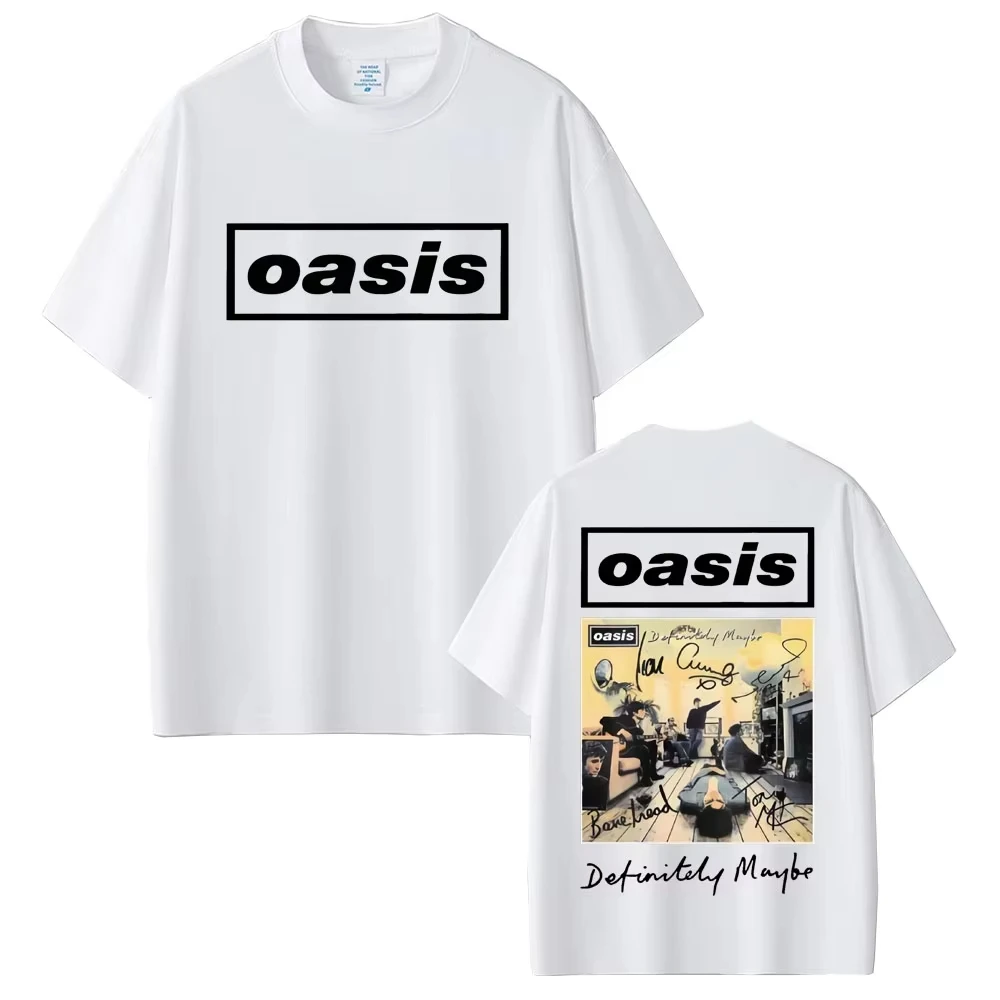 روك باند O-واحة بالتأكيد ربما الجرافيك تي شيرت الرجال النساء الملابس موضة المتضخم التي شيرت الذكور عادية القطن الخالص تي شيرت