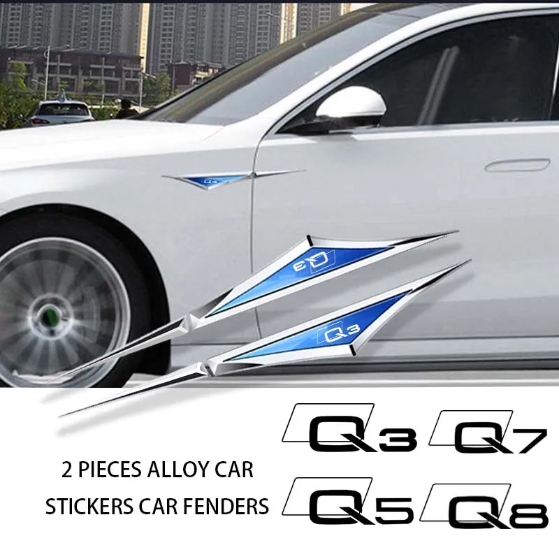 

2pcs/Car Body Metal Sticker Car Fender Side Blade Badge For Audi Q3 Q5 Q7 Q8 A5 A4 A3 A6 A7 A8