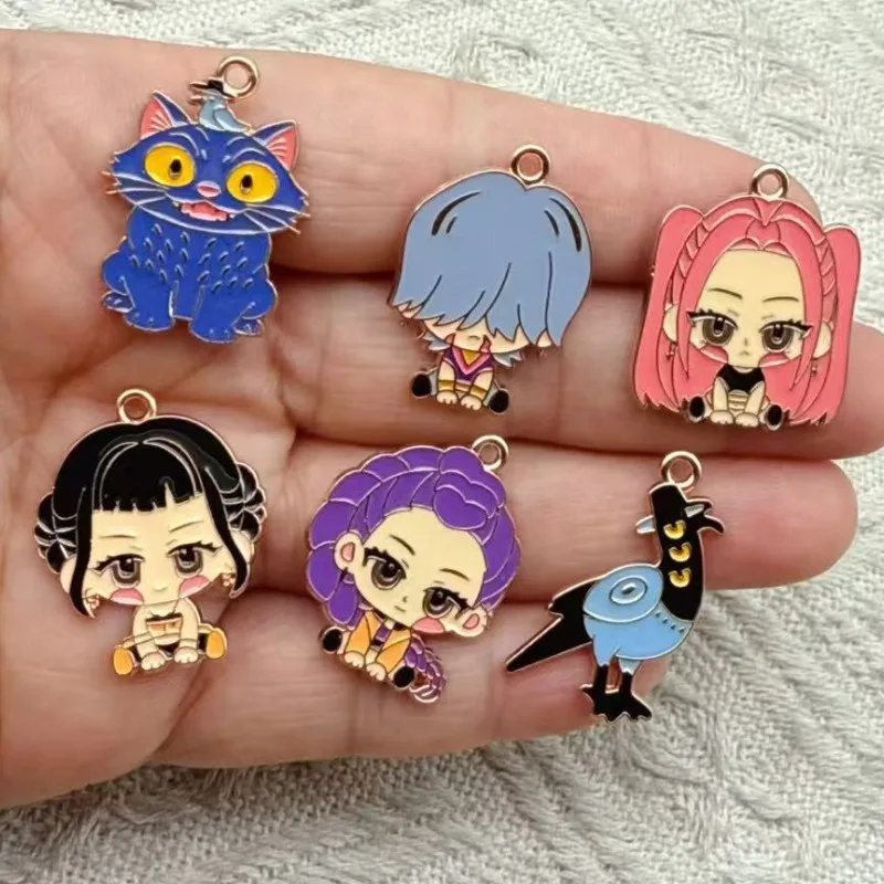 10pcs Korean Girls Decorations Cute Alloy Pendant Anime Figures Children's DIY Creative Fashion Jewelry Accessories Gift
