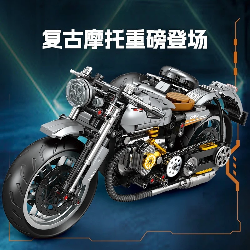 Klocki konstrukcyjne motocykli, modele motocykli, zabawki edukacyjne dla chłopców, fajne ozdoby samochodowe na biurko