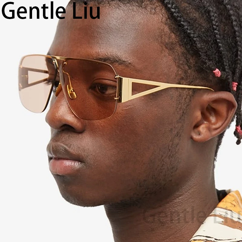 Rimless Square Sunglasses Men Women 2024 New Fashion Vintage Frameless Sun Glasses For Male Semi-rimless Eyewear Shades UV400