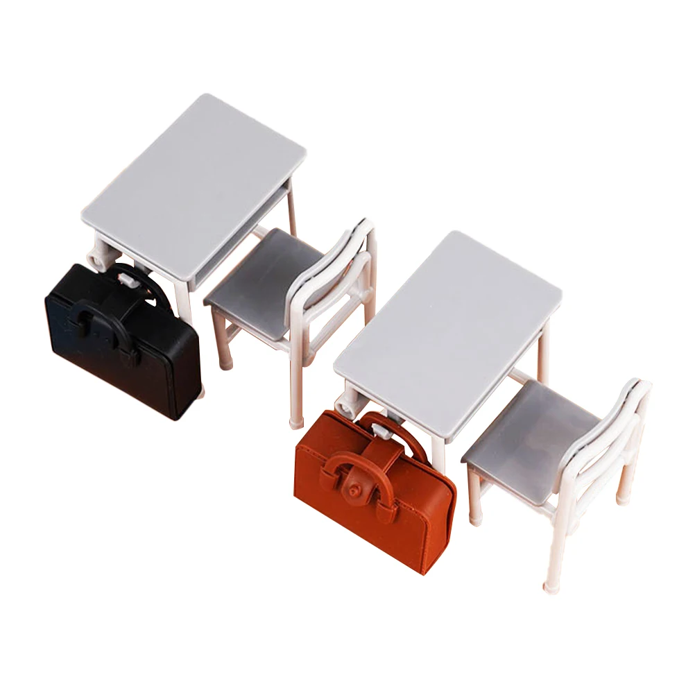 

Desk School Bag Model Miniature Realistic Dollhouse Furniture Tiny Toys Desk Chair Decor Mini Office Supplies