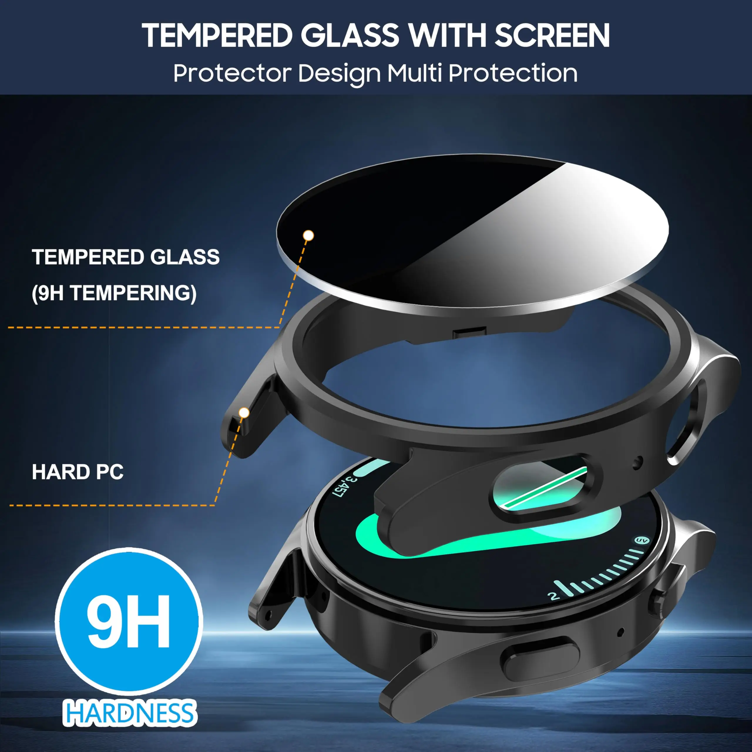 Tempered Glass+Privacy case for Samsung Galaxy watch 7 44mm 40mm PC Anti-Spy Shockproof Overall Protective Cover galaxy watch 6