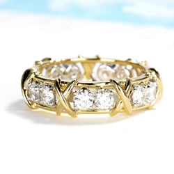 925 Prata Esterlina Anéis de Noivado para Homens e Mulheres, Ouro 14K Diamante de Laboratório, Infinito Eternidade, Anéis de Casamento Finger Band, Presente