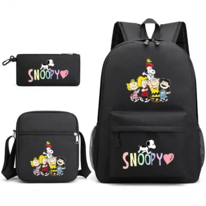 Snoopy Cartoon Printed Backpack Multi Pockets Light Casual Rucksack Knapsack Fashion Daily Bag for Travel Commute Office