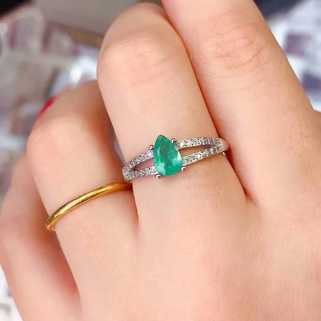 Natural Real Emerald Ring High Quality 925 Sterling Silver Classic Women Anniversary ring Fine Jewelry