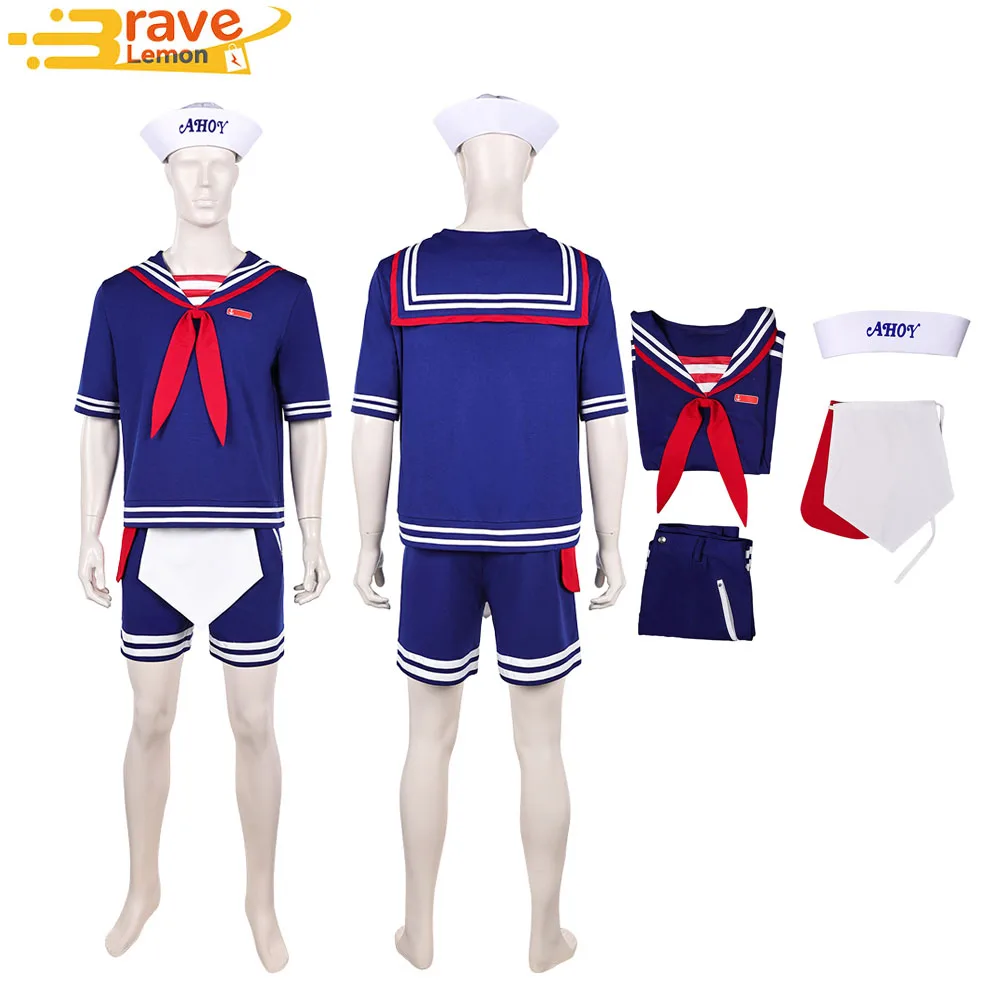 Disfraz de Steve Harrington, traje de marinero, sombrero de juego de rol, conjunto de pantalones superiores para hombres adultos, fantasía 2025, TV, fiesta de Carnaval de Halloween