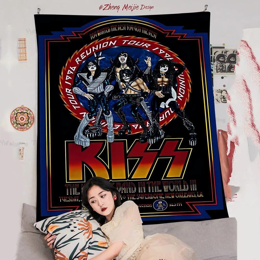 Vintage Heavy Metal Kiss Band Tapestry Art Printing Art Science Fiction Room Home Decor Wall Art Decor