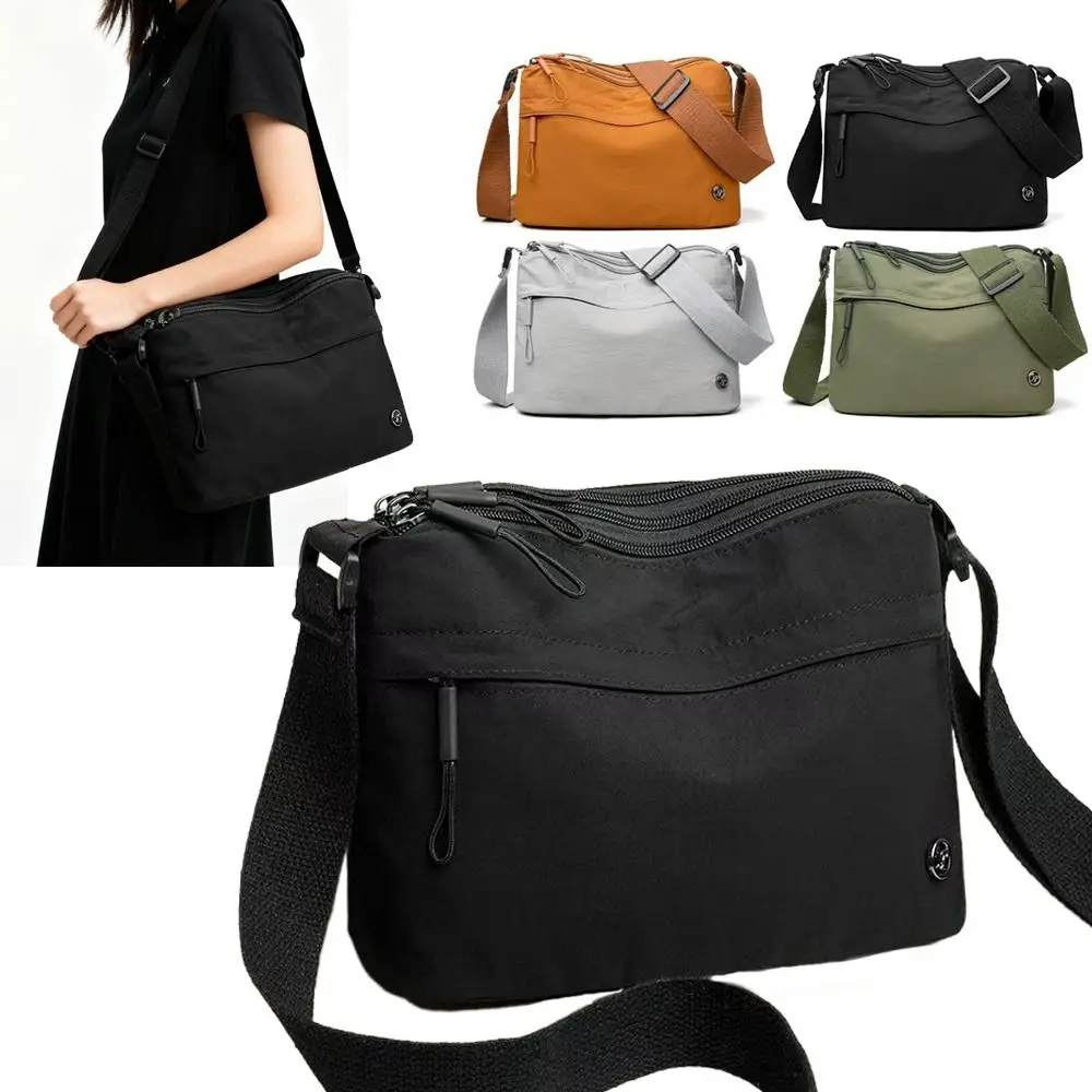 Casual Nylon Shoulder Bag Large Capacity Zipper Closure Crossbody Bag Adjustable Wide Strap Messenger Bag for Women