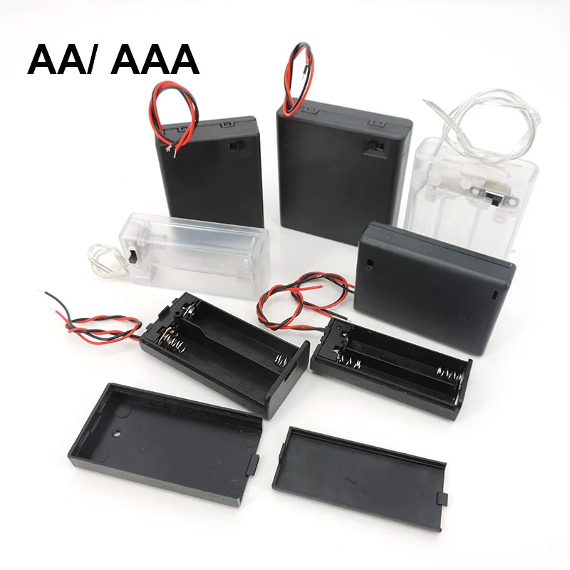 5pcs 2/3/4 Slot AA AAA Battery Holder 1.5V/3V/4.5V/6V AA Battery Box with Leads Wires ON/Off Switch Screw Cap Case Back Cover A7