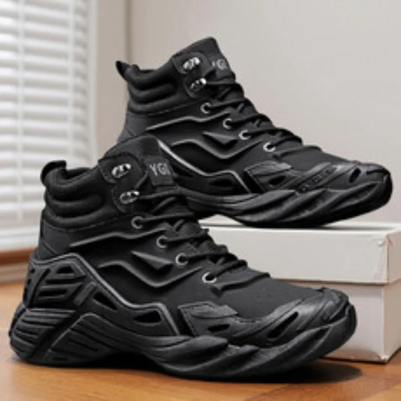 

Мужские ботинки с высоким берцем, повседневная рабочая одежда на открытом воздухе, Thi Bot, летние спортивные ботинки для папы, на низком каблуке, с круглым носком, резиновые