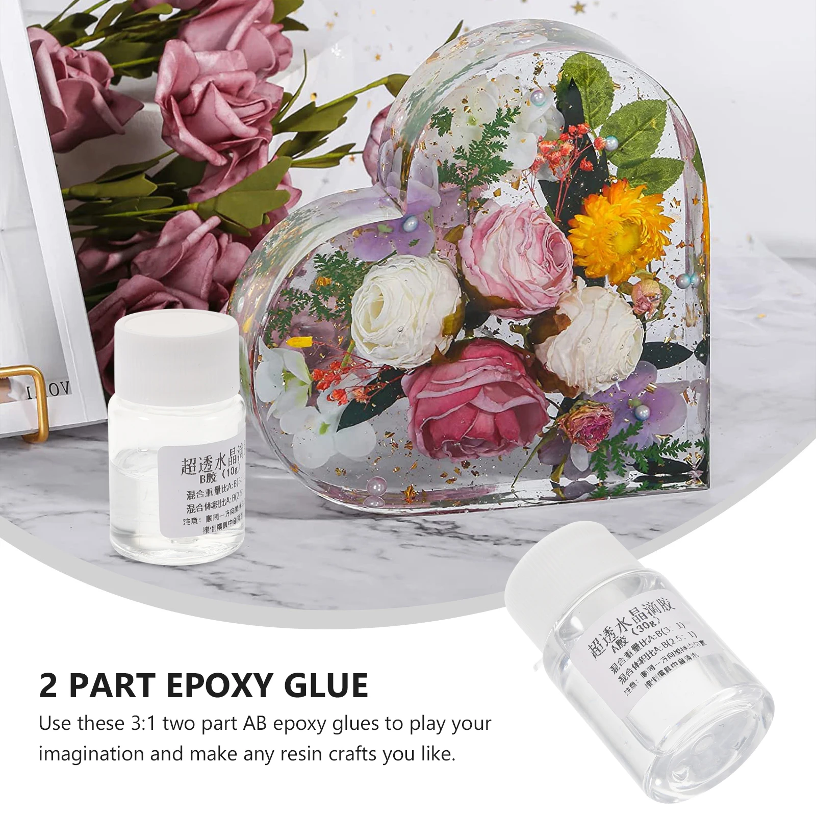 

2Sets Crystal Epoxy Resin Glue 3:1 Ab Two Part Casting Resin Kit for Jewelry DIY 2 Part Epoxy Glue Clear