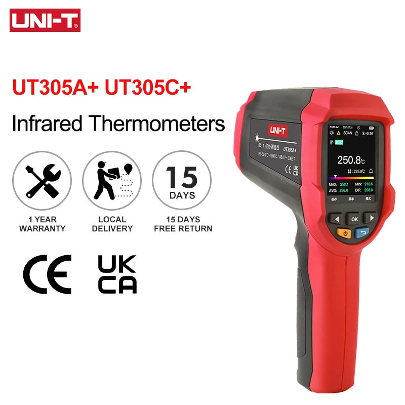 

Фотоцифровой инфракрасный термометр UT305C + UT305A + лазерный измеритель температуры Промышленный Бесконтактный пирометр-50-2200