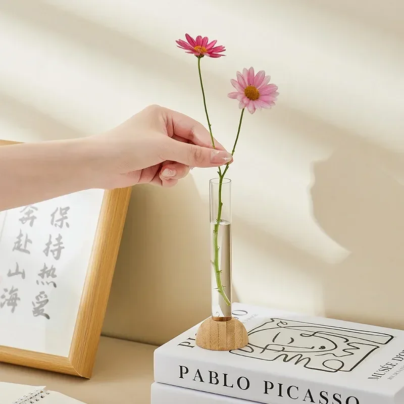 Modern Creative Bamboo Base Vase Dried Flower Arrangement Device Small Vase Flower Arrangement Home Decoration Ornament