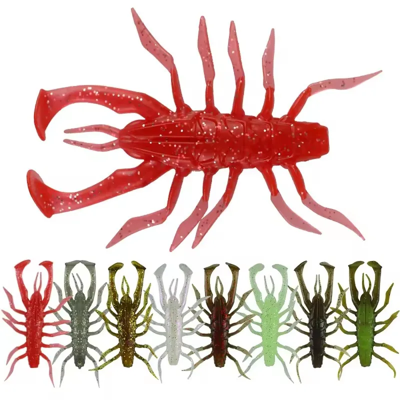 WEIHE 5pcs 1.3g/3.5cm 5.5g/7cm Artificial Shrimp Soft Lure 8 Colors Jig Hook Assistant Lure