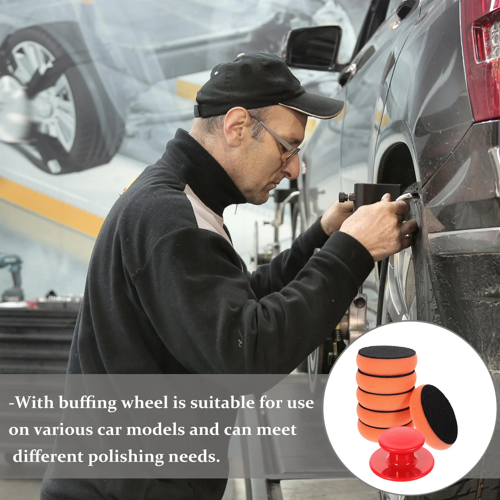 

1Set Buffing Pads Sponge Car Polishing Pad Ergonomic Handle Durable Wax Applicator Pad for Car Motorcycle and Boat Use