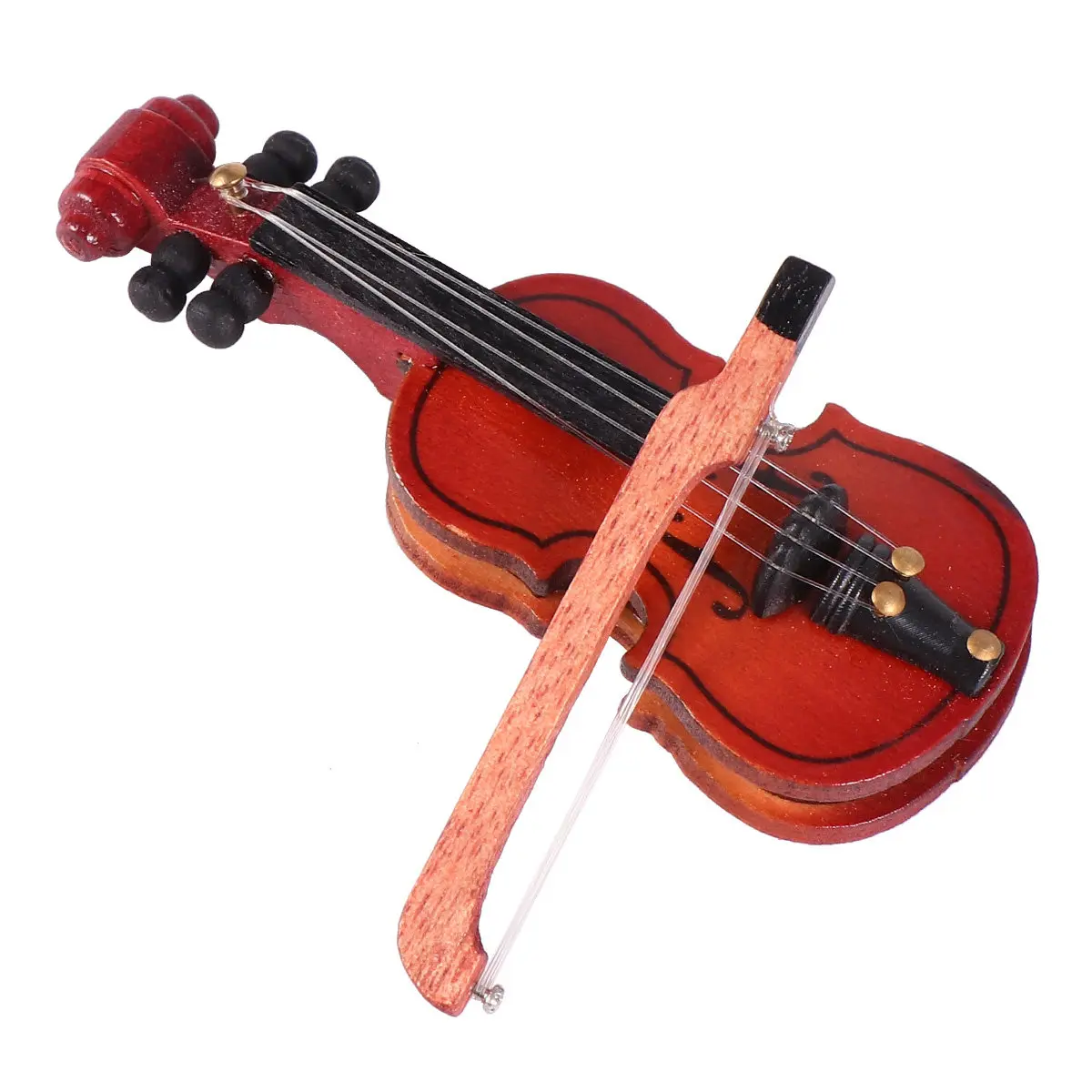Mini Violin Simulation Instrument Exquisite Workmanship for Dollhouse Accessories Photography Props Colorful Scene Decoration