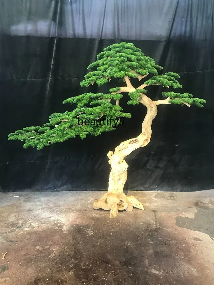 TTT  Simulation Large Fake Beauty Pine Tree Shopping Mall Hotel Decoration Podocarpus Macrophyllus Bonsai Decoration Landscapi