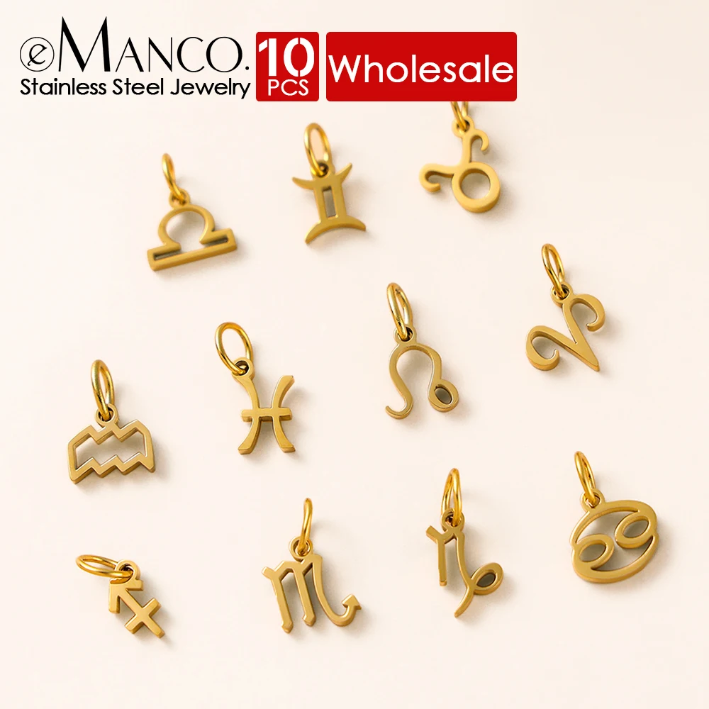 eManco 10PCS 12 Zodiac Signs Pendant Accessories Stainless Steel Constellation Necklace Birthday Gift wholesale