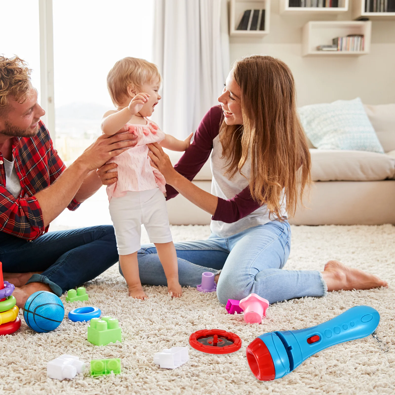 

2pcs Kids Flashlight Projector Lamp Educational Brain Development Slide Gift Learning Playtime Funny Science Projection