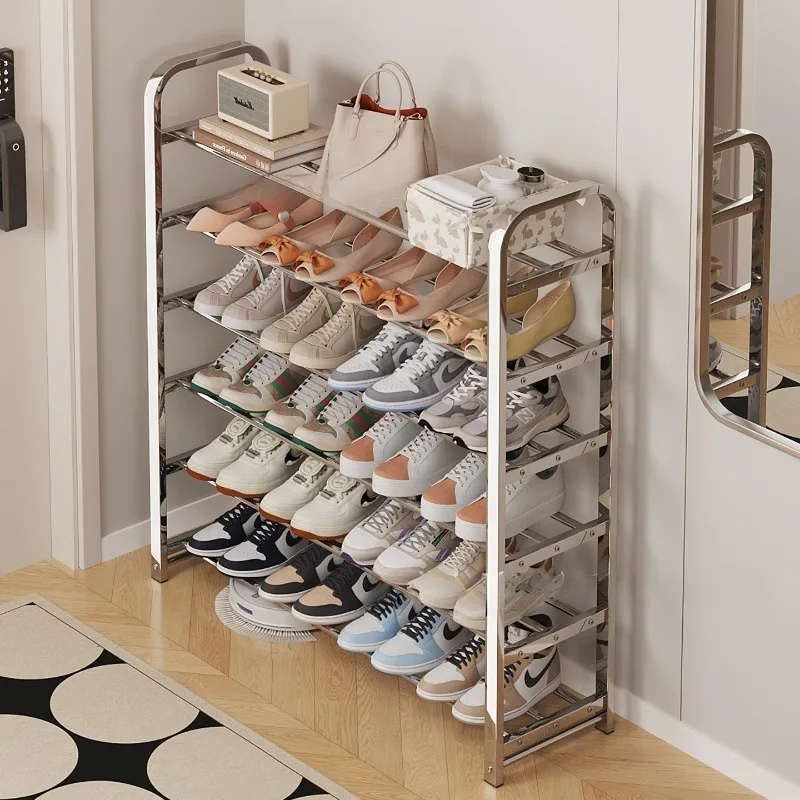 Thickened stainless steel shoe rack, family corridor, student dormitory, rental room, shoe cabinet image 2