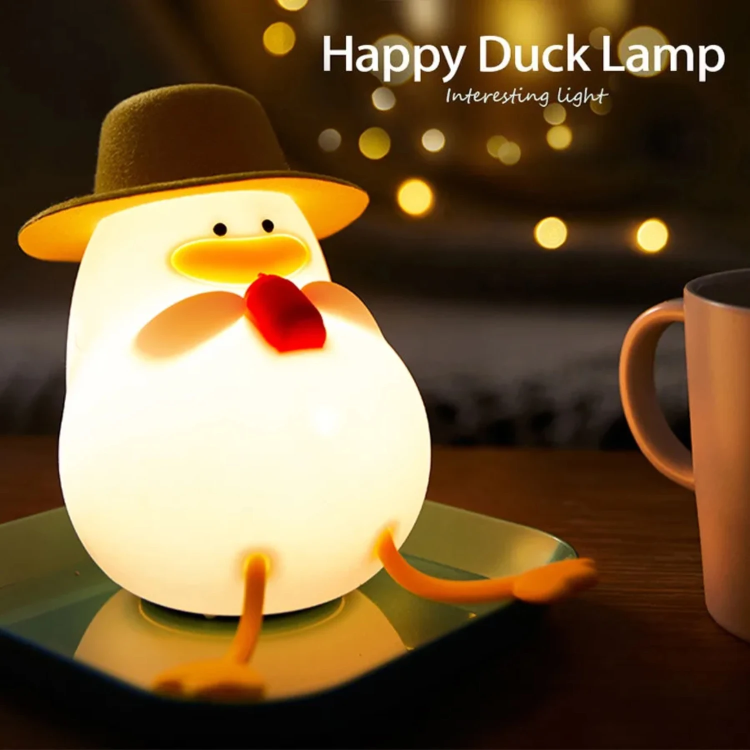 New Mini USB Duck Shape LED Night Light Silicone Lamp Patting Switch  Gift Birthday Bedside Gift Living Room  Decoration