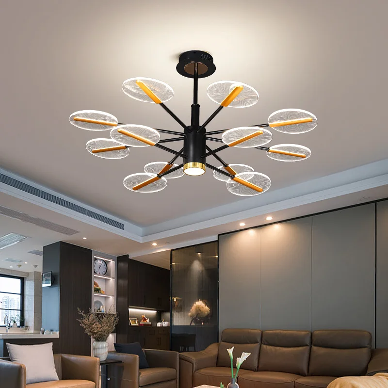 2026 new oval LED acrylic chandelier modern minimalist adjustable height voice-activated bedroom dining room chandelier model