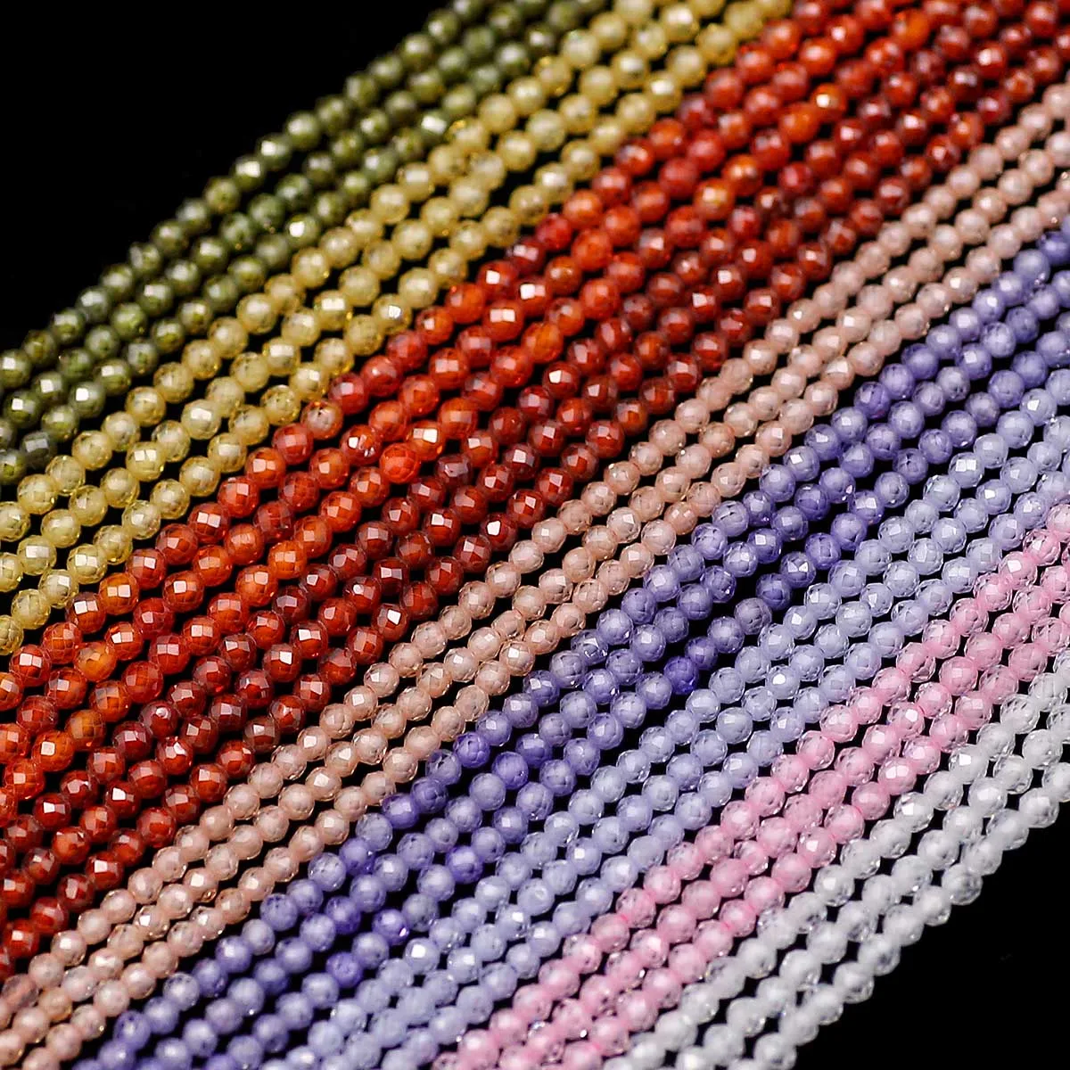 1 가닥 2MM DIY 천연석 지르콘면 처리 된 라운드 루즈 비즈 여성 펜던트 팔찌 목걸이 쥬얼리 액세서리 만들기위한