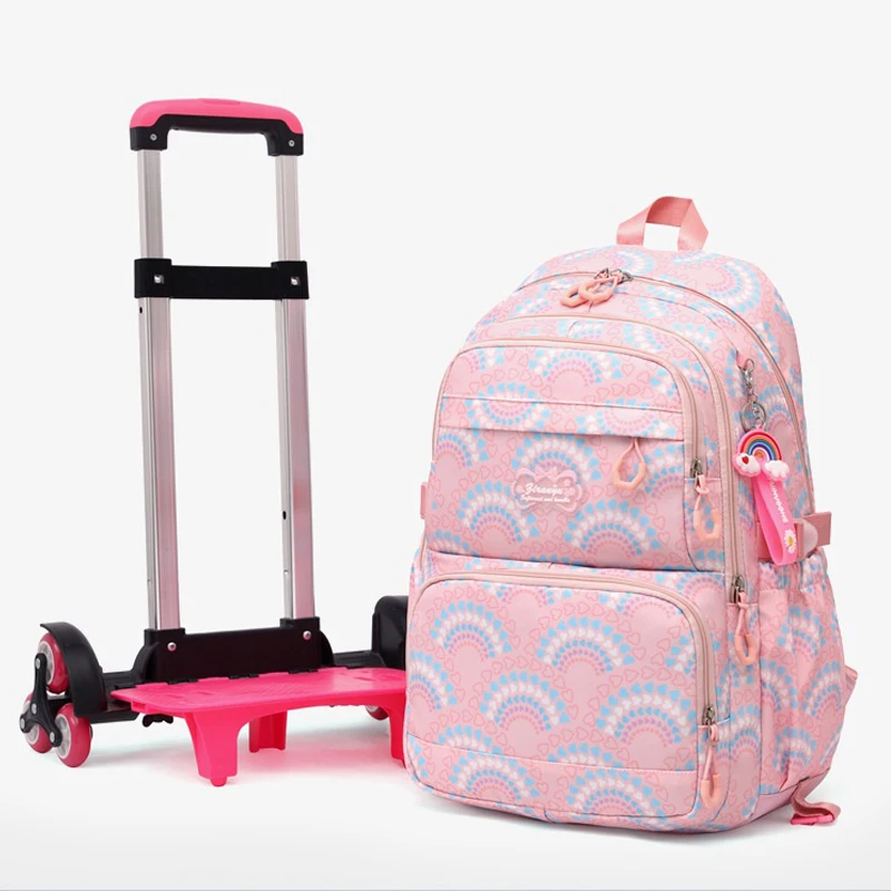 School Bags for Girls Rolling Backpack Children Waterproof Students Wheeled Backpacks School Bag with Wheels Trolley SchoolBag