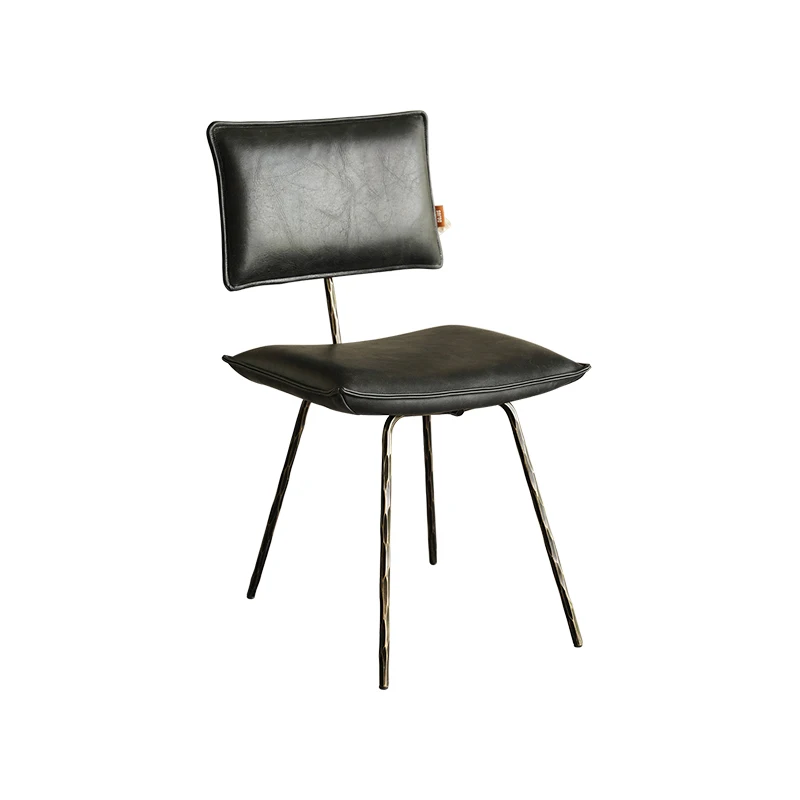 

Retro leather dining chair industrial style high-end feeling book chair medieval back chair designer furniture