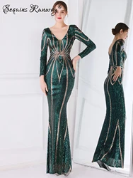 Sexy long sleeve birthday evening dresses for women 2024 elegant luxury wedding party dress vintage maxi sequin dress vestidos