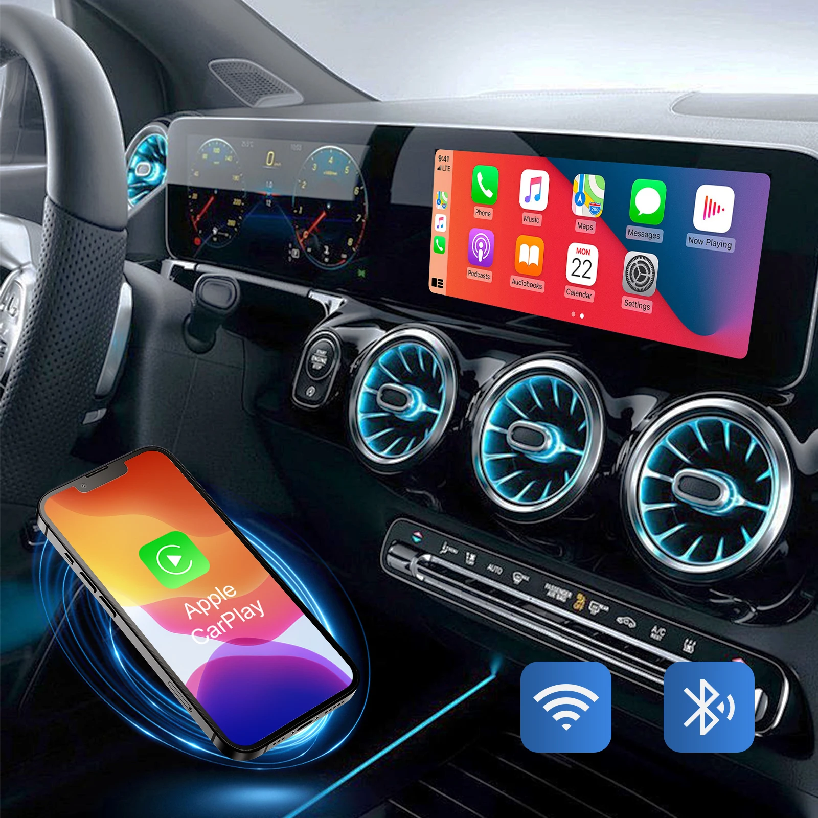 Ezontronics Wireless CarPlay Android Auto retrofit kit decoder box CarPlay Interface for Mercedes Benz NTG 6.0 MBUX System 2019+