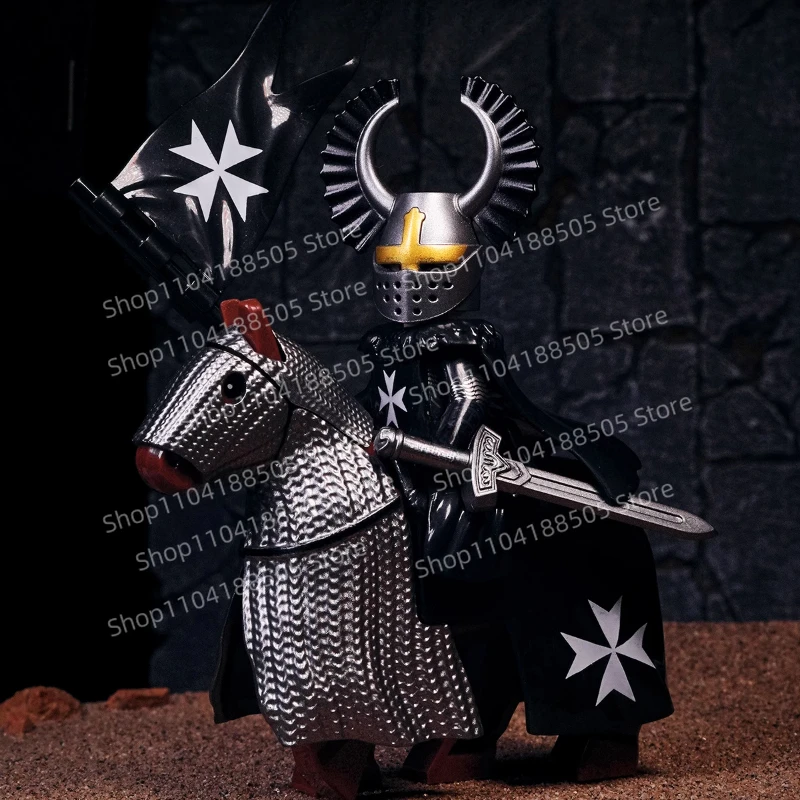 

Строительный блок MOC, мини-фигурка, средневековый древний боевой крест, военная броня, езда, самурайский корпус, сборка игрушки, подарок, коллекция