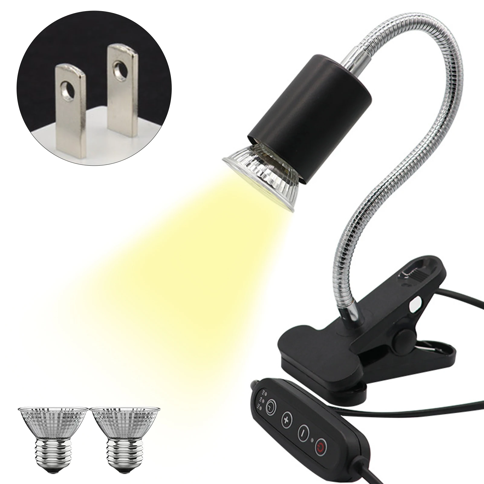 E27 كليب على معقوفة مع 2 لمبات LED الزواحف مصباح الحرارة البرمائية السحلية ثعبان UVA UVB عكس الضوء مستلزمات الحيوانات الأليفة زاوية قابل للتعديل