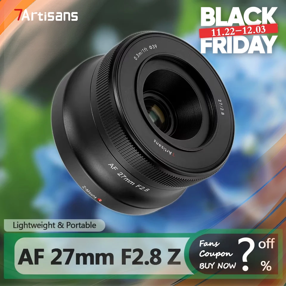 7artisans APS-C AF 27mm F2.8 Large Aperture Prime Lens for Camera Photography with STM Stepper Motor Nikon Z-mount Z5 Z6 ZFC