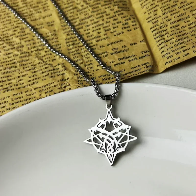 Lord of The Mysteries Necklace Man Simple Necklaces Women Ladies Pendant Girls Jewelry Silver Color Stainless Steel Collares