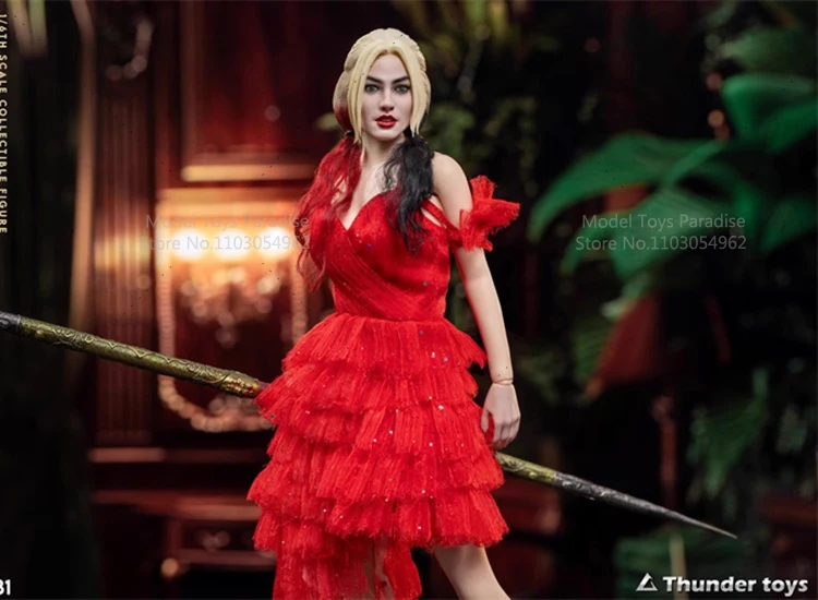 Thunder Toys TD2031 Sammler-Actionfigur im Maßstab 1:6 – rotes Kleid, Clown-Frau, verrückte Braut, 30,5 cm, komplettes Set, Soldatenmodell, Geschenk