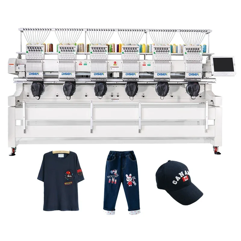 High-speed quality 12-needle six-head automatic computerized clothing embroidery machine 1206 6-head