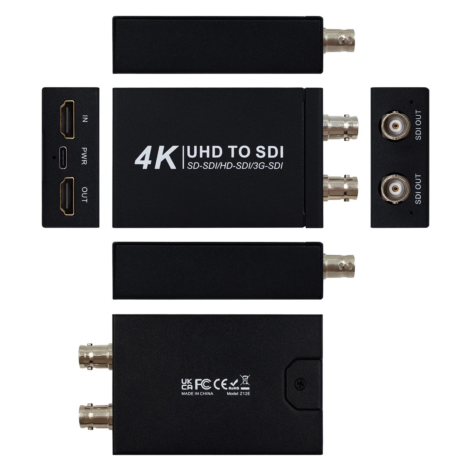 HDMI to Dual SDI Converter Dual BNC Output HDMI Loopout Adapter Support SD HD 3G-SDI 4K@60Hz Broadcast Video Converter