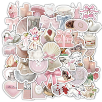 10/30/60pcs Cute Pink Coquette Girl Aesthetic Stickers Notebook Laptop Phone Suitcase Notebook Stationery Sticker Decals Kid Toy