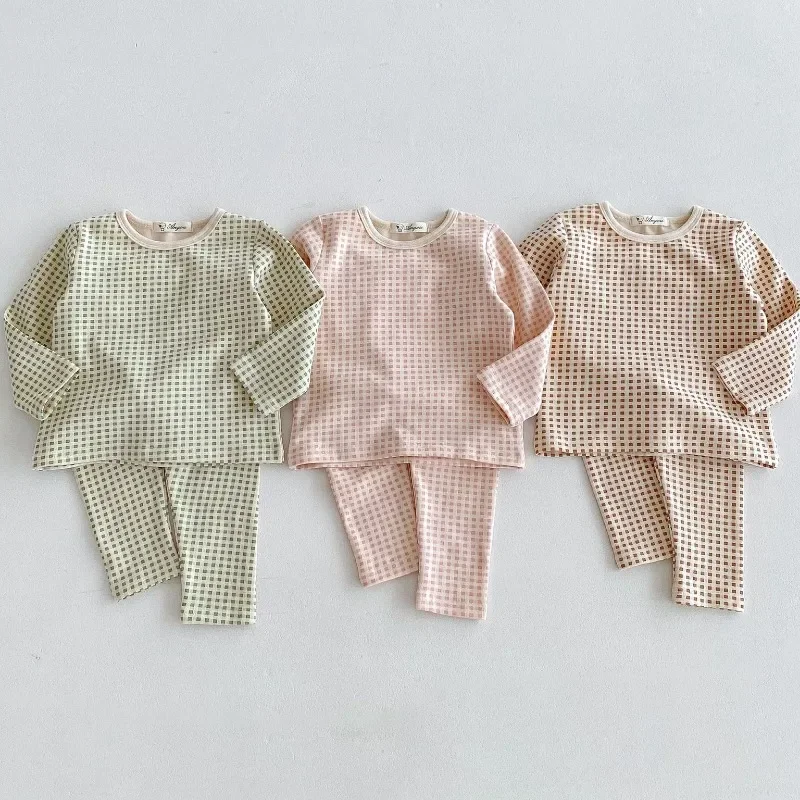 Babies Girls Boys Bottoming Top Pant Two Piece Toddler Children Spring Autumn Underwear Clothes Kids Home Wear 1-6Years Clothes