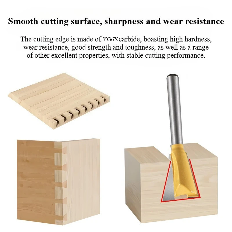 JRDS 1/4,1/2in 8mm Shank Dovetail Joint Router Bits Set Dovetail Joint Router Bits Set 14 Degree Milling Cutter For Wood For MDF