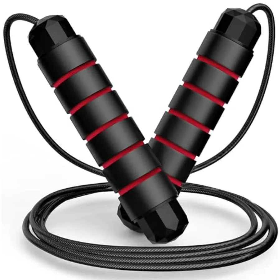 Cuerda para Saltar Ajustable con Rodamientos de Bolas, Cuerda para Saltar sin Enredos para Mujeres y Hombres, Cable de Acero Resistente