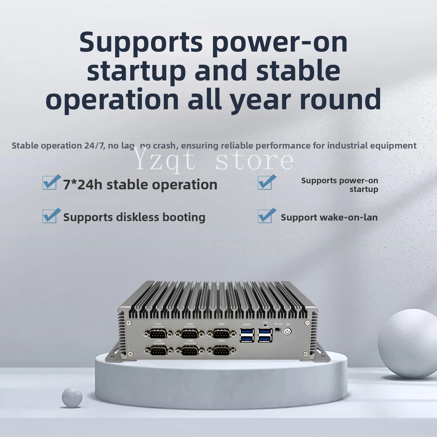 Miniature industrial control computer four network ports six com serial port RS485 all-aluminum fully enclosed embedded mini