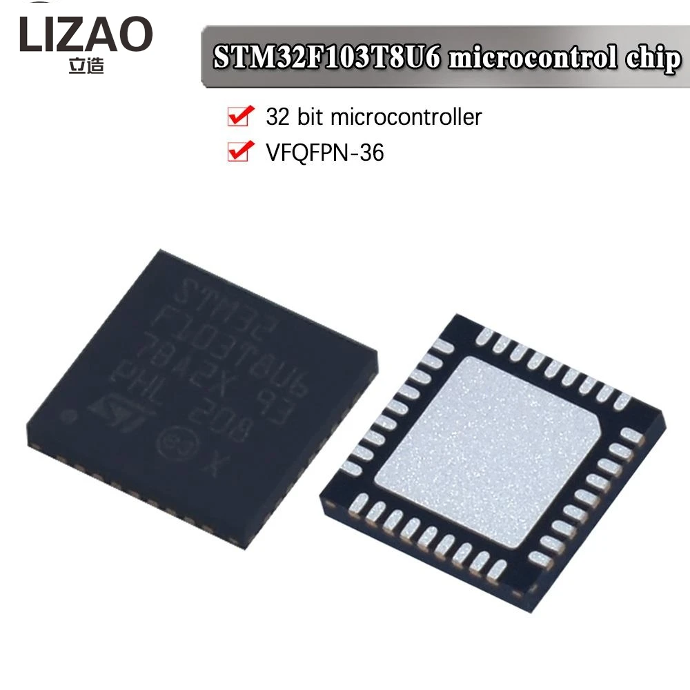 STM32F103T8U6 32-bit ARM Cortex-M3 Microcontroller IC, 64KB Flash 20KB RAM, VFQFPN-36 Package